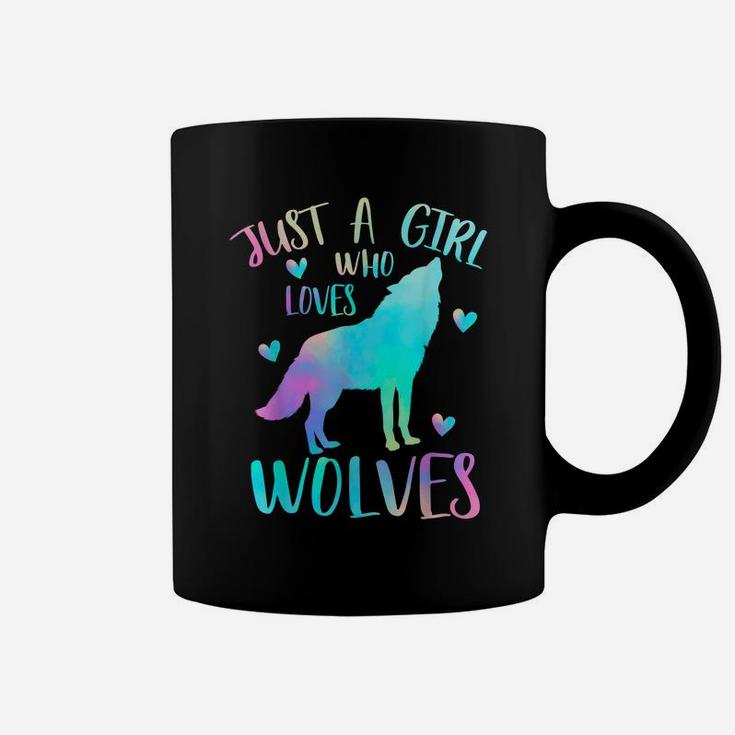 Just A Girl Who Loves Wolves Watercolor Cute Wolf Lover Gift Coffee Mug