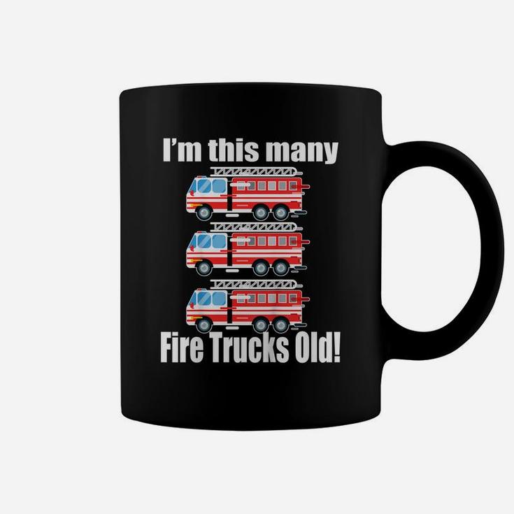 Kids 3Rd Birthday Shirt Boy I'm This Many Fire Trucks Old Gift Coffee Mug