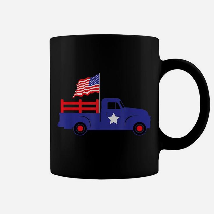 Kids 4Th Of July Shirt Blue Truck American Flag Toddler Boy Coffee Mug