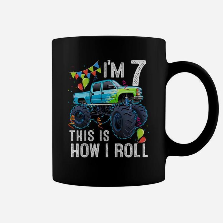 Kids 7 Year Old Shirt 7Th Birthday Boy Kid Monster Truck Car Coffee Mug
