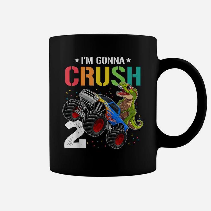 Kids Dinosaur Monster Truck Two Years Old 2Nd Birthday Gift Coffee Mug
