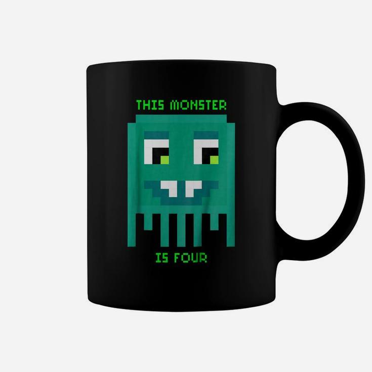 Kids Four Year Old Birthday Lofi Pixel Monster T-Shirt Coffee Mug