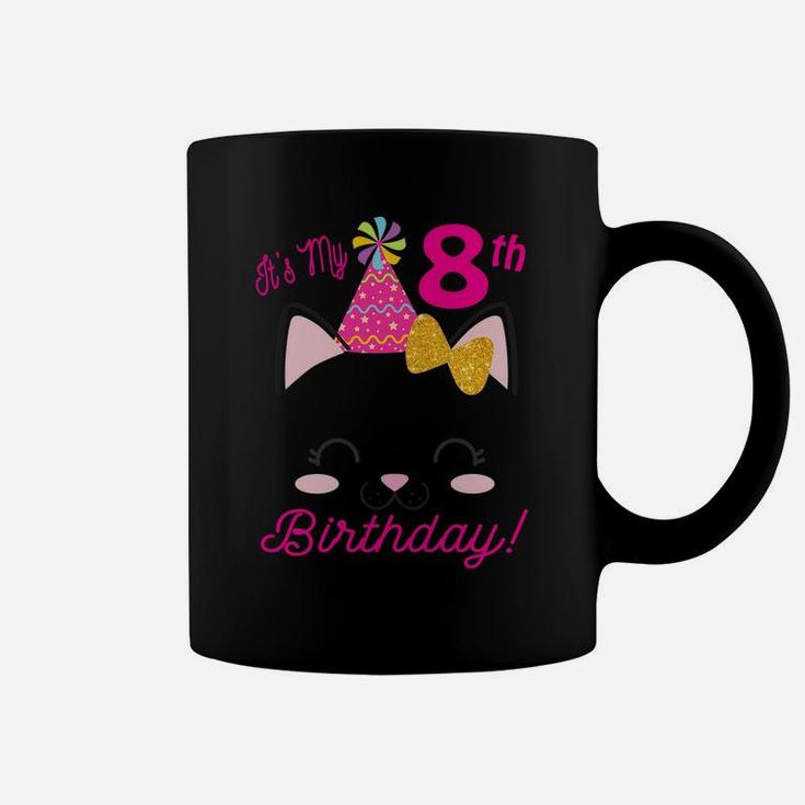 Kids Its My 8Th Birthday Shirt Girl Kitty Cat Theme Party Eight Coffee Mug
