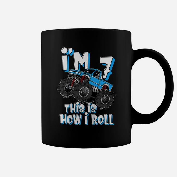 Kids Monster Truck I'm 7 This Is How I Roll 7Th Birthday Party Coffee Mug
