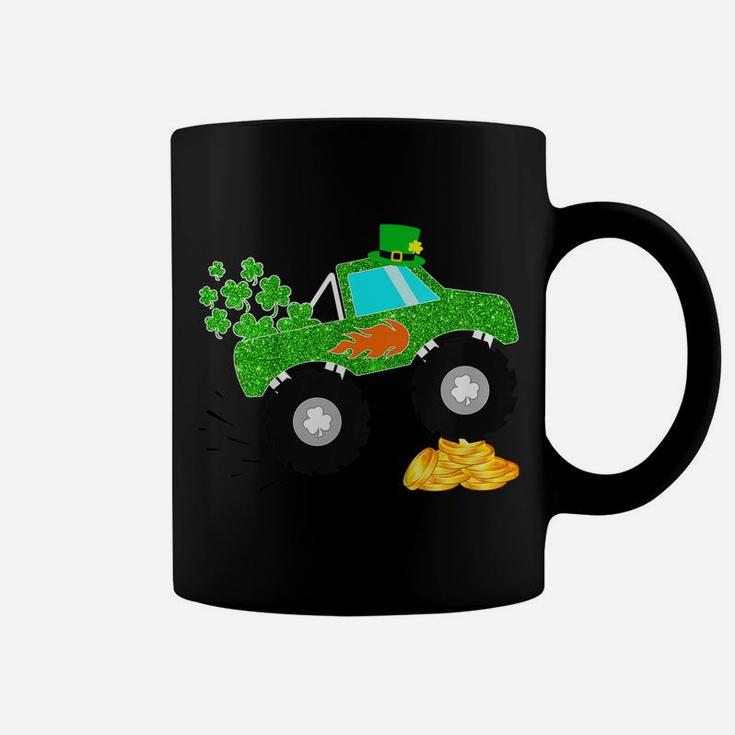 Kids Saint Patricks Day Gift For Monster Truck Lover Boy Shamrock Coffee Mug
