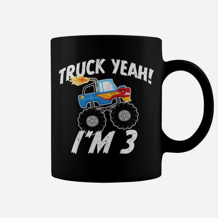 Kids Truck Yeah I'm 3 Birthday Three Year Old Boy Coffee Mug