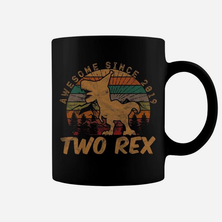 Kids Two Rex 2Nd Birthday Gifts Second Dinosaur 2 Year Old Coffee Mug