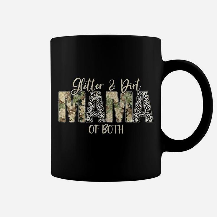 Leopard Glitter Dirt Mom Mama Of Both Camouflage Mothers Day Coffee Mug