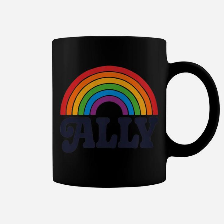 LGBTQ Ally Pocket Retro Vintage Gay Pride LGBT Rainbow Flag Coffee Mug