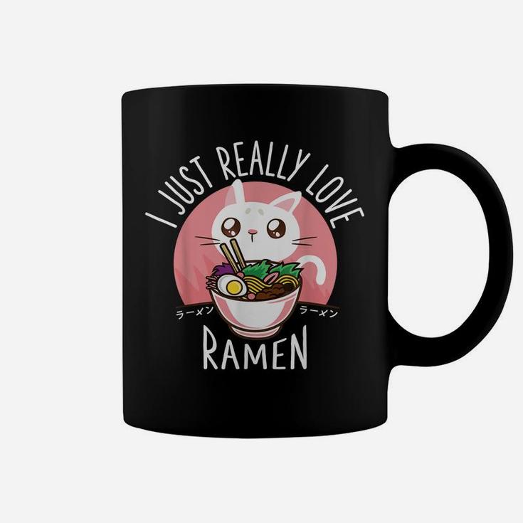 Love Ramen Japanese Noodles  Kawaii Anime Cat Gifts Coffee Mug