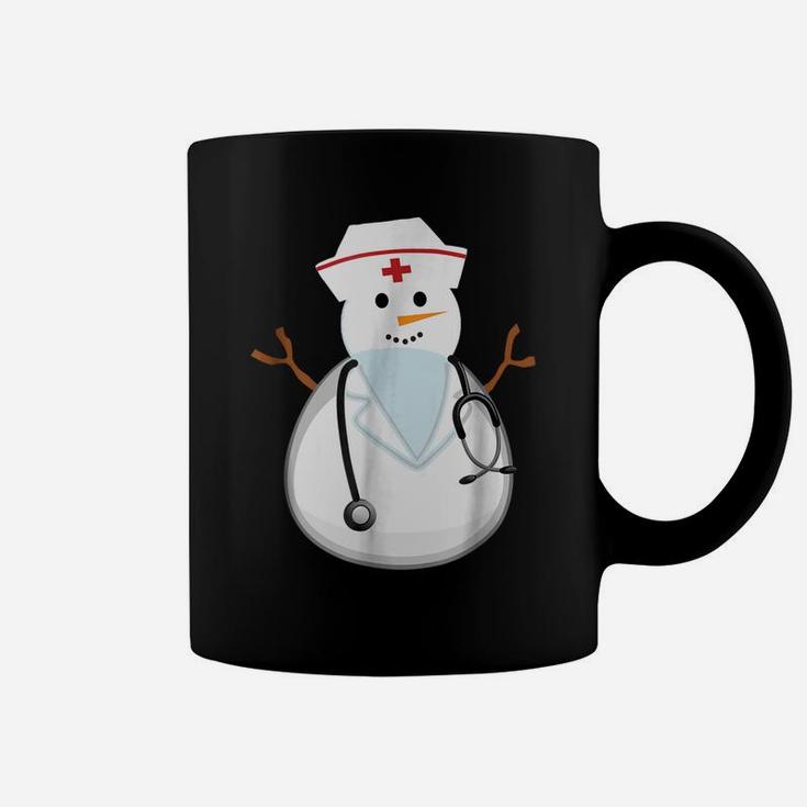 Medical Scrub Top Nurse's Hat Wearing Snowman  Gift Coffee Mug