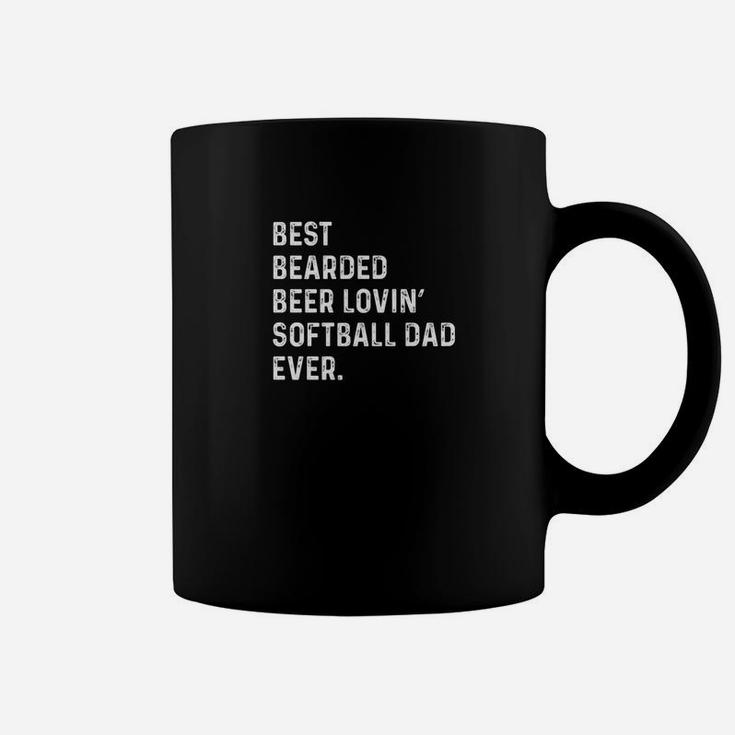 Mens Best Bearded Beer Lovin Softball Dad Fathers Day Gift Premium Coffee Mug