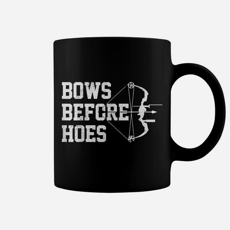 Mens Bows Before Hoes Archery Bow Hunting Funny Archer Gift Coffee Mug