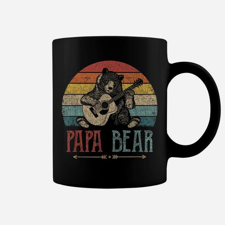 Mens Cute Papa Bear Shirt Vintage Father's Day Retro Dad Guitar Coffee Mug