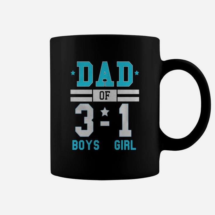Men's Dad Of Three Boys And One Girl Football Score Style Shirt Coffee Mug