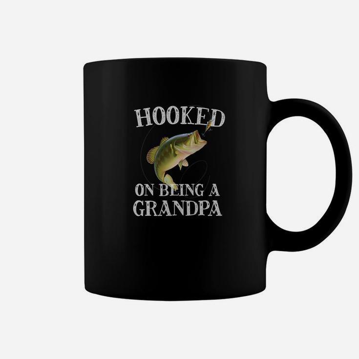 Mens Hooked On Being A Grandpa Quote Funny Fishing Mens Gift Premium Coffee Mug