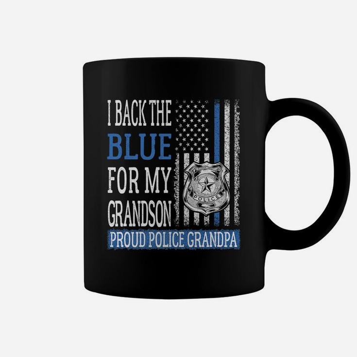 Mens I Back The Blue For My Grandson Proud Police Grandpa Family Coffee Mug