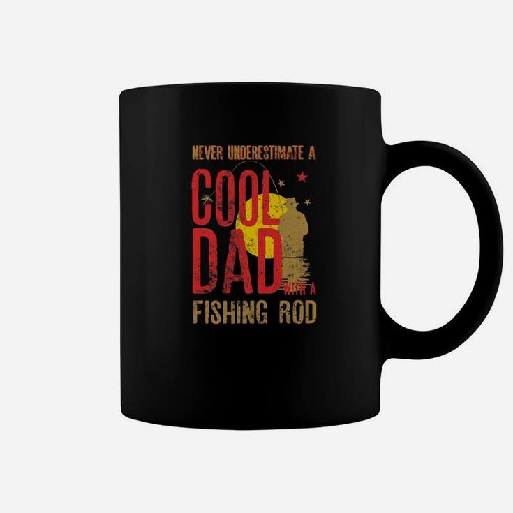 Mens Never Underestimate A Cool Dad With A Fishing Rod Gift Premium Coffee Mug
