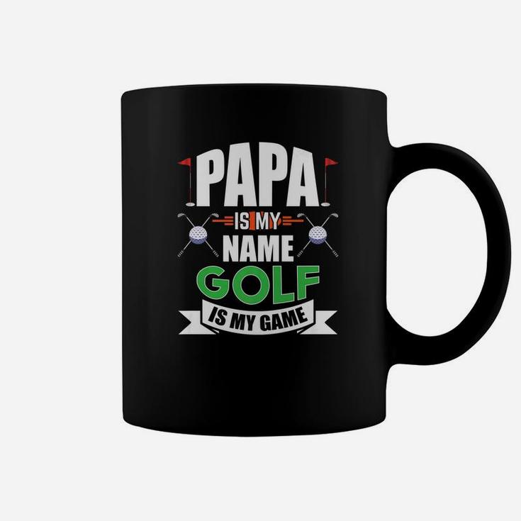 Mens Papa Is My Name Golf Is My Game Fathers Day Funny Golf Gift Premium Coffee Mug