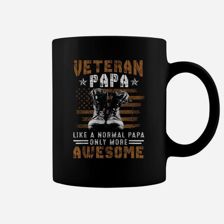 Military Veteran Papa Vintage Us American Flag Fathers Day Coffee Mug