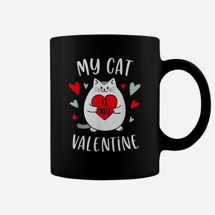 My Cat Is My Valentine Kitten Lover Heart Valentines Day Coffee Mug