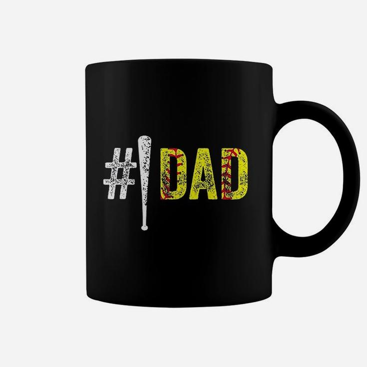 Number One Softball Fan Dad Gift From Daughter Coffee Mug