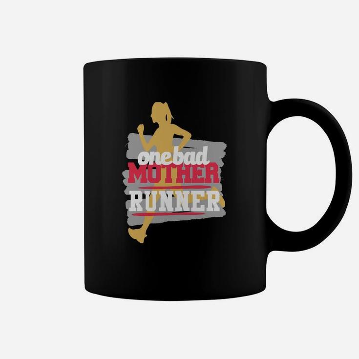One Bad Mother Runner Shirt Funny Running Tee Coffee Mug