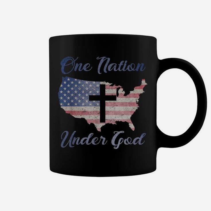 One Nation Under God Christian Cross American Flag Usa Map Coffee Mug