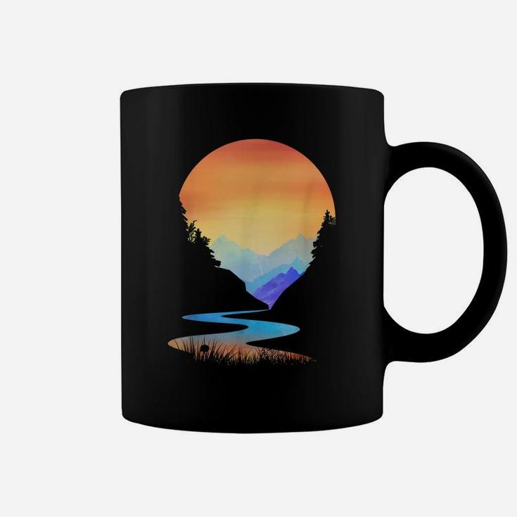 Outdoor Sunset Vintage Style Mountains Sun Nature Coffee Mug