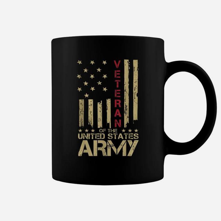 Patriotic US Army Veteran Red Line American Flag Vintage Coffee Mug