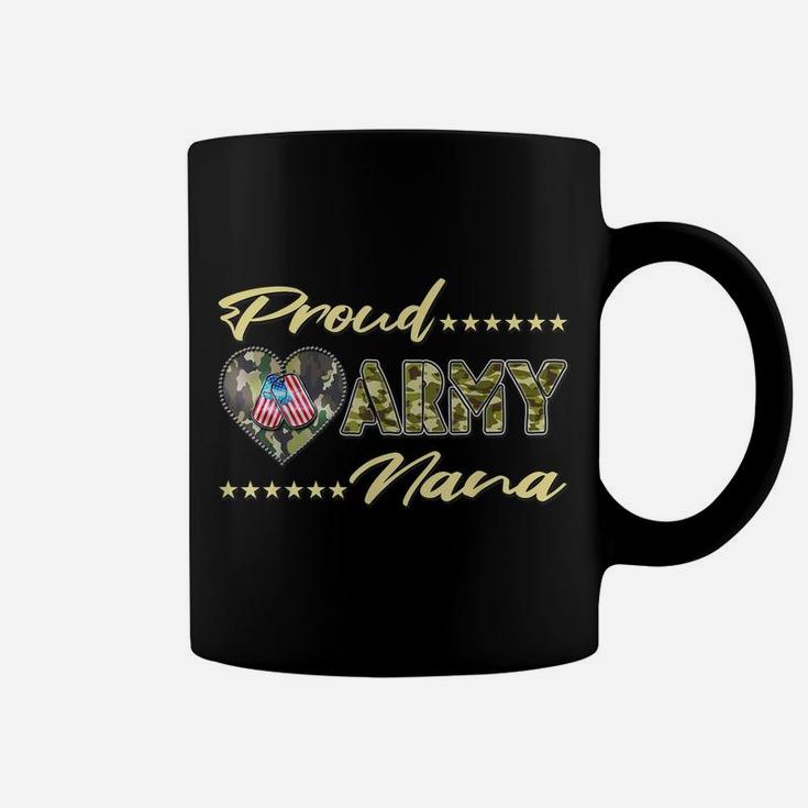 Proud Army Nana Us Flag Dog Tag Military Grandma Family Gift Coffee Mug