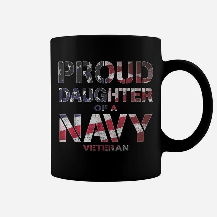 Proud Daughter Retired United States Veteran Navy Usa Flag Coffee Mug