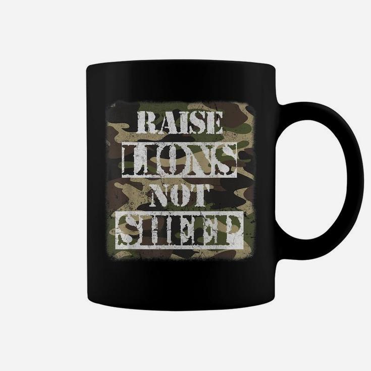 Raise Lions Not Sheep, American Patriot Camo, Patriotic Lion Coffee Mug