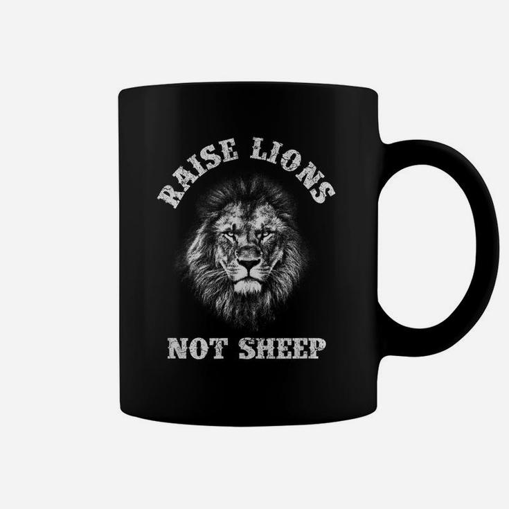Raise Lions Not Sheep American Patriot Mens Patriotic Lion Coffee Mug