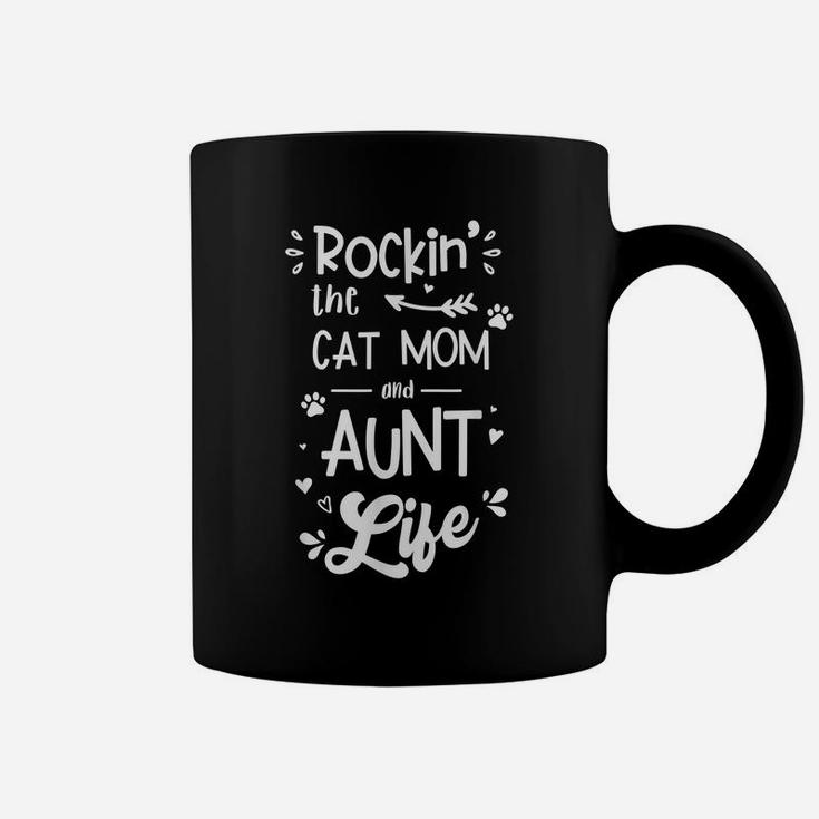 Rockin' The Cat Mom And Aunt Life Coffee Mug