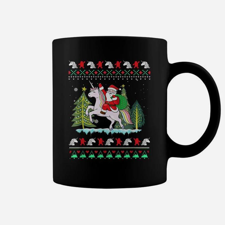 Santa Claus Riding Unicorn Christmas Coffee Mug