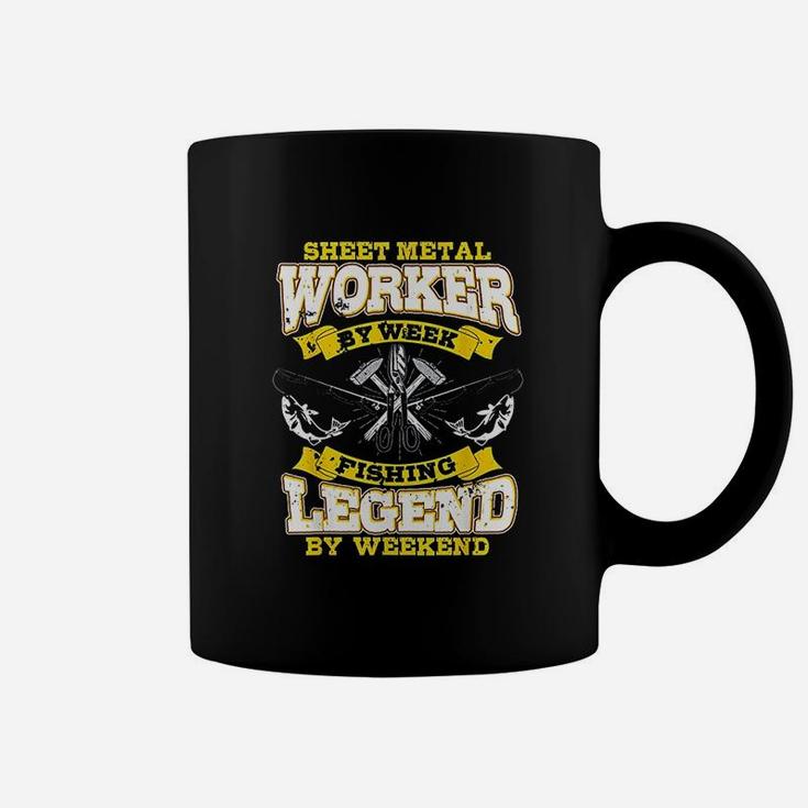 Sheet Metal Worker Gifts Funny Fishing Legend On Weekend Coffee Mug
