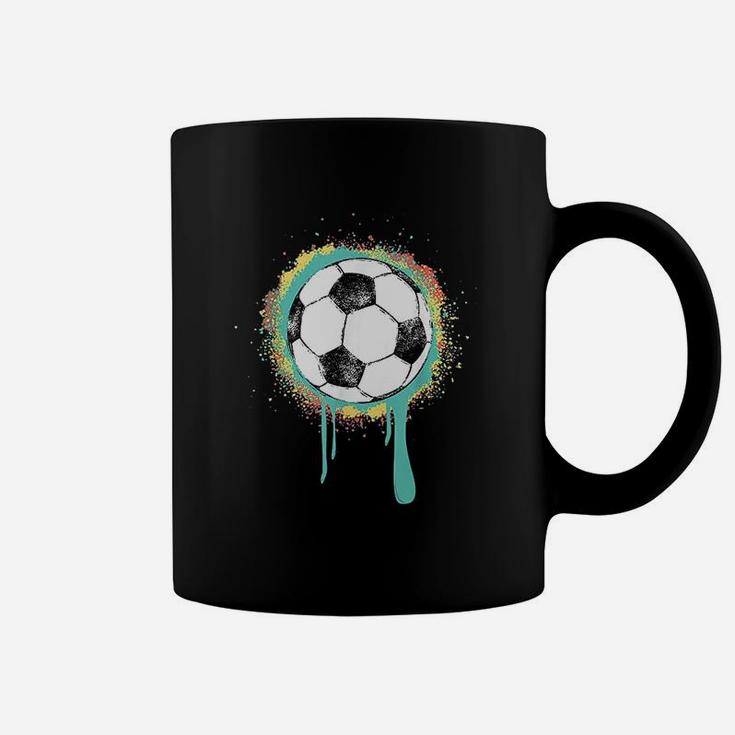 Soccer Ball With Vintage Retro Graffiti Paint Design Graphic Coffee Mug