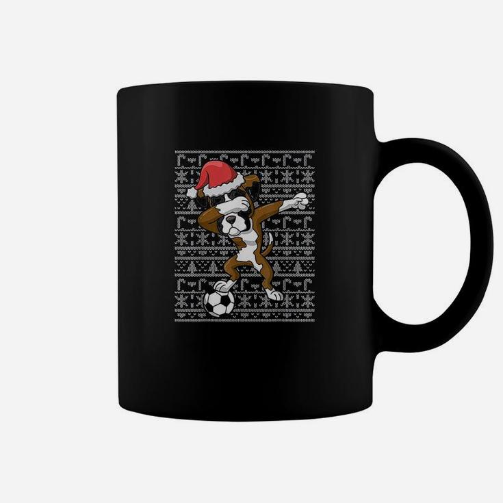 Soccer Ugly Christmas Dabbing Boxer Dog Santa Dab Gift Coffee Mug