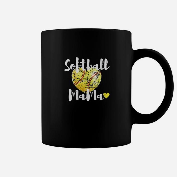 Softball Mama Vintage Softball Heart Gift Mothers Day Coffee Mug