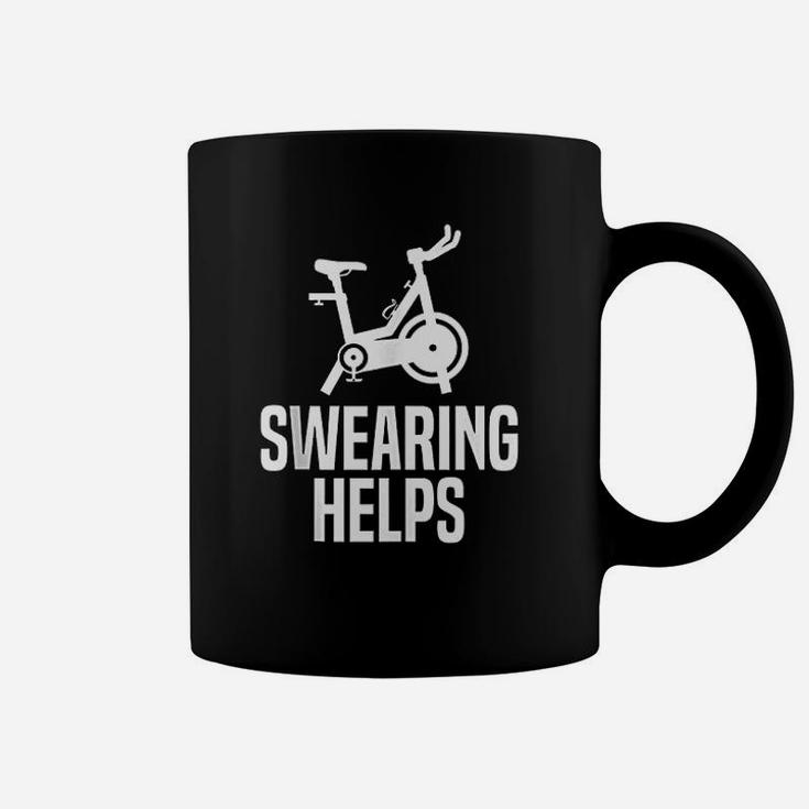 Swearing Helps Funny Indoor Spinning Spin Class Workout Gym Coffee Mug