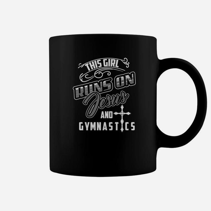 The Girl Runs On Jesus And Gymnastics Funny Gym Gift Coffee Mug