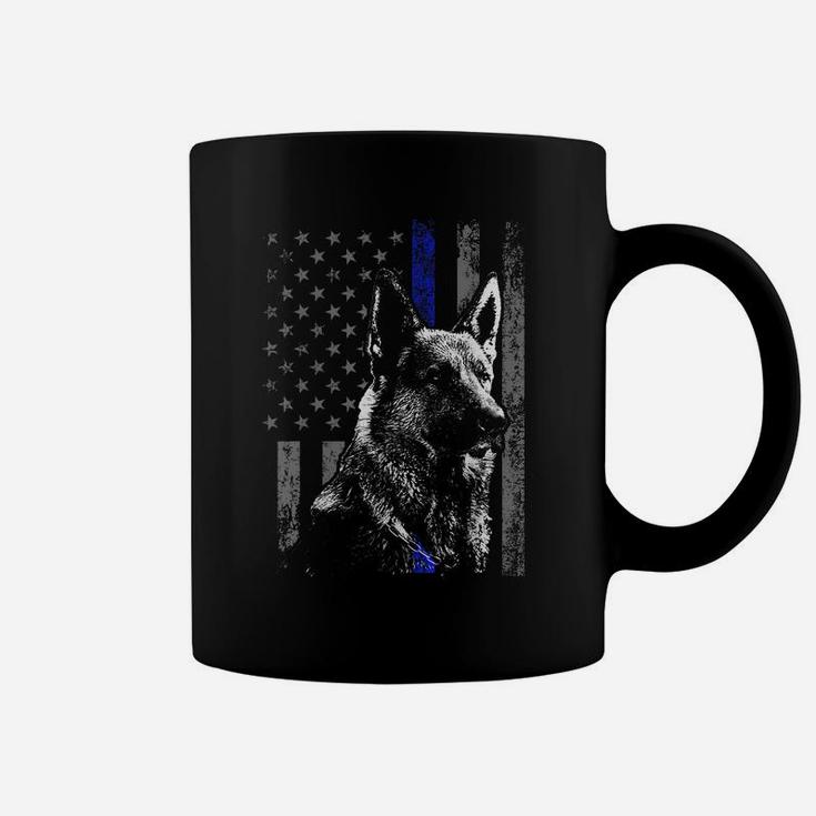 Thin Blue Line Flag K9 Shirt German Shepherd Police Dog Gift Coffee Mug