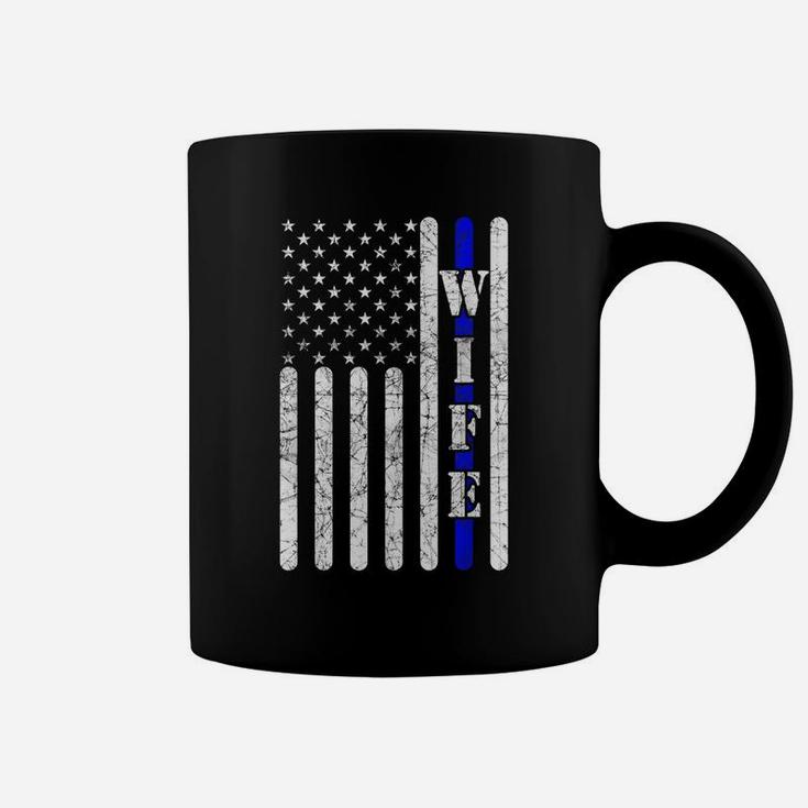 Thin Blue Line T Shirt Police Wife Vintage American Flag Coffee Mug