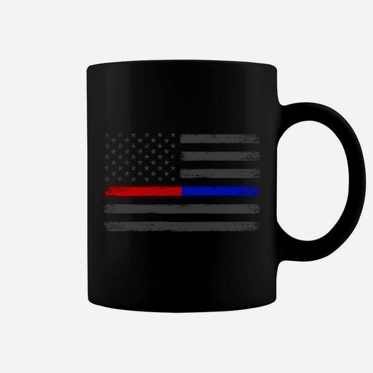 Thin Red Blue Line Flag Support Firefighter Police Patriotic Sweatshirt Coffee Mug