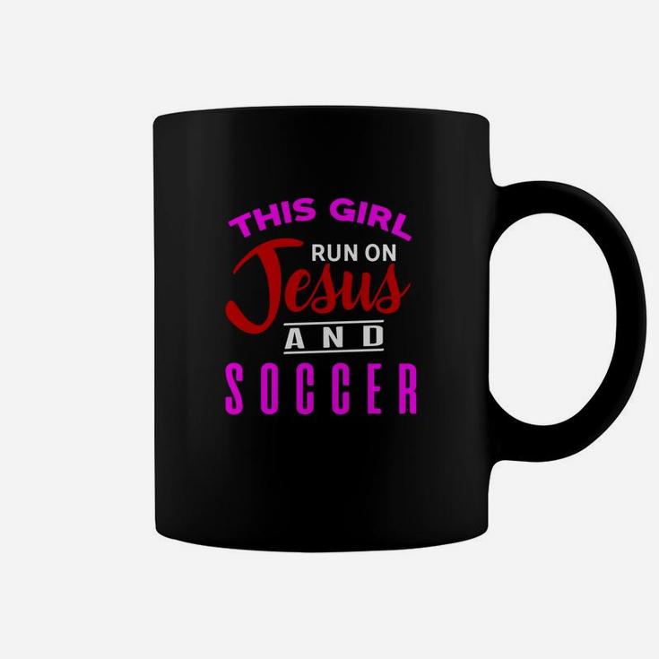 This Girl Run On Jesus Soccer Christian Coffee Mug