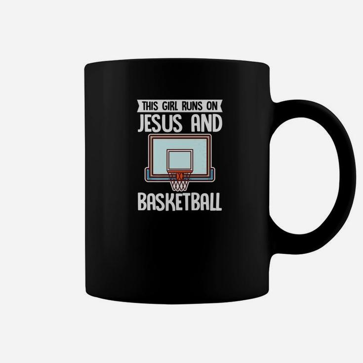 This Girl Runs On Jesus And Basketball Player Gift Coffee Mug