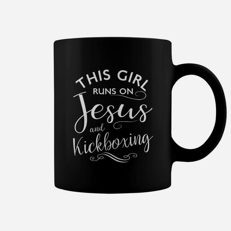 This Girl Runs On Jesus And Kickboxing Coffee Mug