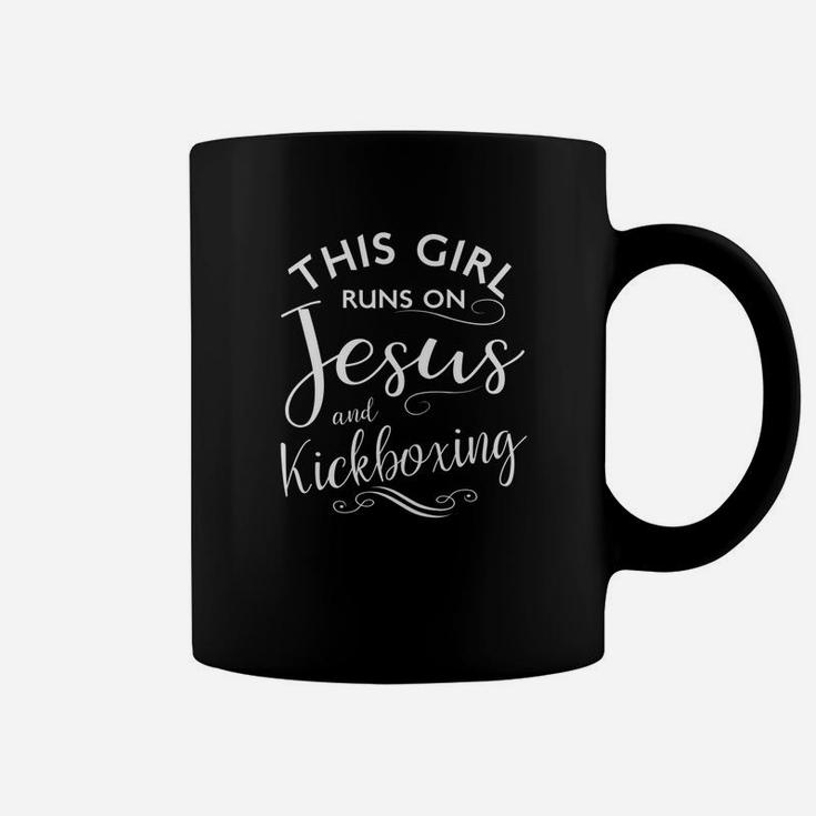 This Girl Runs On Jesus And Kickboxing Martial Arts Coffee Mug