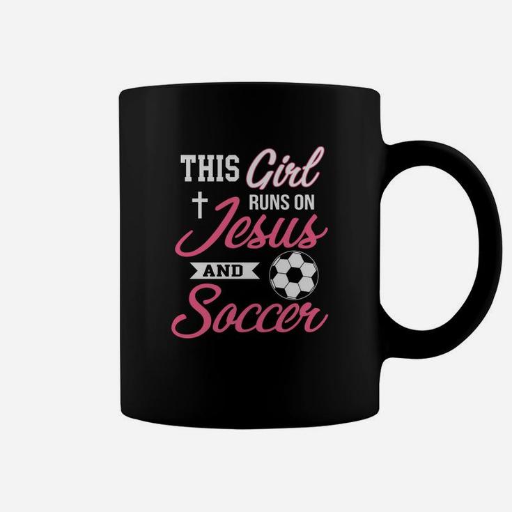 This Girl Runs On Jesus And Soccer For Women Coffee Mug